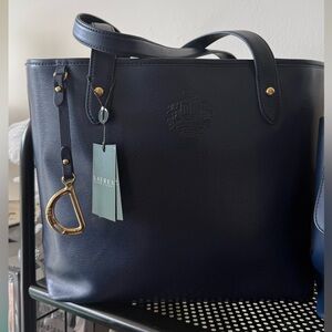 NWT Lauren Ralph Lauren Navy Tote Bag